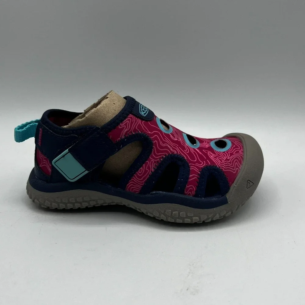 KEEN Kids Stingray Blue Depths Festival Fuchsia Waterproof Sandals Size 8‎